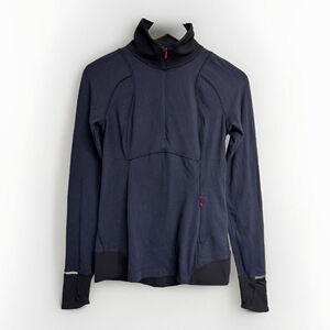 Lululemon Runderful 1/2 Zip High Neck Pullover Navy Blue Black Red Detail US 6